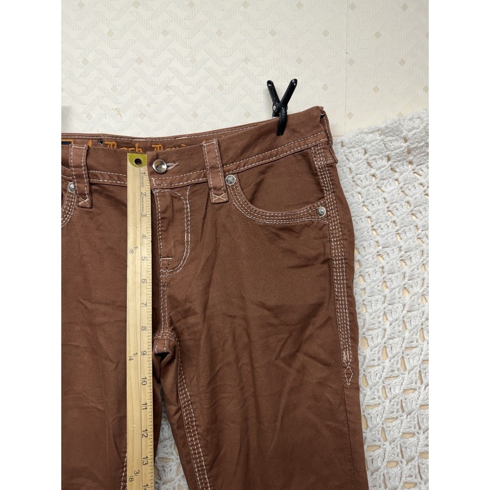 Rock Revival Roselle Jeans Women Sz 30 Fits W32L29 Brown Ankle Skinny Embroidery - Picture 5 of 11